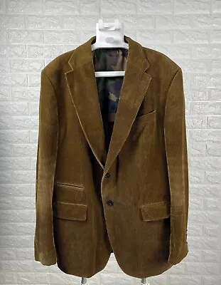 Baldessarini Brown Corduroy  Blazer Jacket Sport Coat /Camo Lining Men's Size 56 • $77