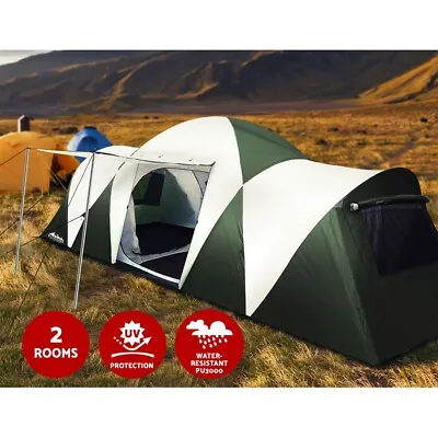 Family Camping Tent 10-12 Person Hiking Dome Tents (3 Rooms) Shade Awning • $239.95
