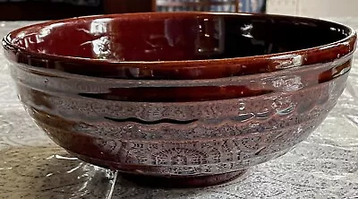 Marcrest Vintage Daisy Dot Stoneware Deep Mixing Bowl Chocolate Brown • $20