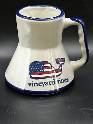 Vineyard Vines Flag Whale Stoneware Mug Non Slip Rubber Bottom 12 Oz • $15.30