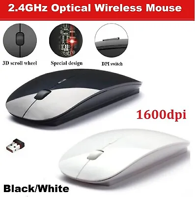 $8.67 • Buy Slim 2.4 GHz Optical Wireless Mouse Pad Mice USB Receiver For Laptop PC Desktop