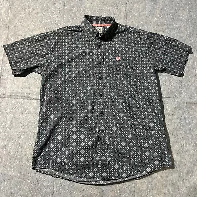 Cinch Shirt Mens Size Small Geometric Short Sleeve Button Up Cowboy Western • $14.99