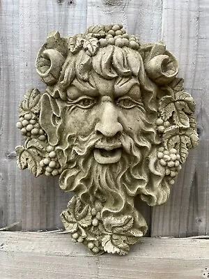 Bacchus Greenman Stone Plaque | Garden Outdoor Home Statue Decoration Ornament • £27.99