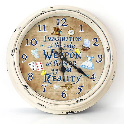 Alice In Wonderland Clock Imagination Hanging Wall Kitchen Round Glass KNC02 • £22.95