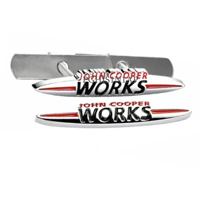 2X Chrome JOHN COOPER WORKS Car Front Grille Rear Badge JCW Emblem FOR MINI R55 • $13.99