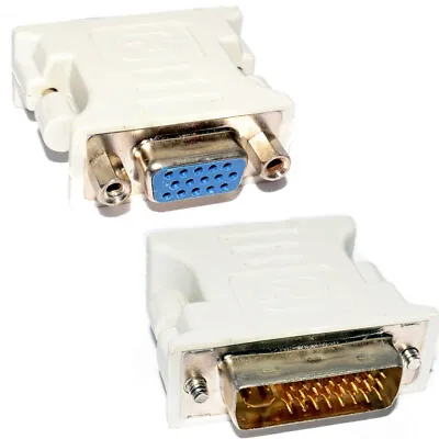 DVI Adapter DVI-I 24 + 4 Pin To VGA SVGA Female HD15 Old PC Or Monitor Convertor • £3.59