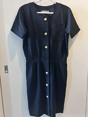 Yves Saint Laurent Rive Gauche Vintage 80's Short Sleeve Lined Black Dress 38 • $299.99