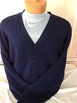 New NWT Pringle Wool Mens Navy Blue LXL2X Cardigan Long Sleeve Sweater • $38