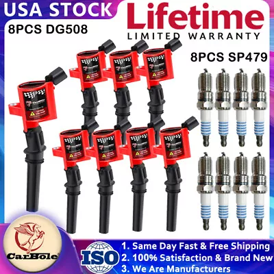 8 Ignition Coil DG508 & 8 Spark Plug SP479 For Ford F150 Expedition Mustang 4.6L • $73.95