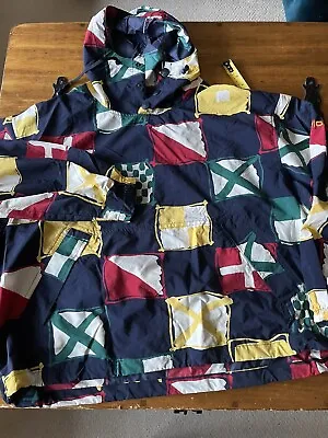 Vintage Nautica Hooded Windbreaker Jacket Size XL Sailing Flags Nautical • $85.46