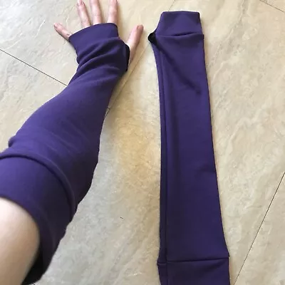 Handmade Purple Armwarmers Finger Holes Cotton Blend Arm Warmers Hand Covers NEW • $28