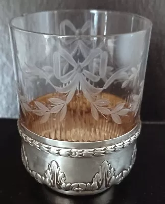 Antique French Sterling Silver  Cut Glass Tumbler Cup • $149