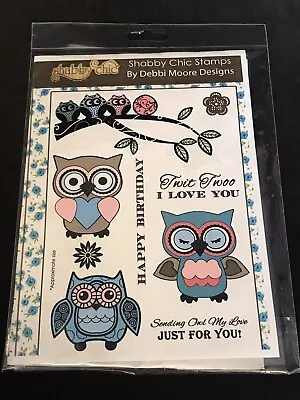 £4.99 • Buy Debbi Moore Design Clear Stamp Set - Shabby Chic Owls Branch Phrases Sentiments