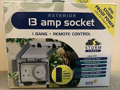 £26 • Buy SMJ Remote Controlled 1 Gang Exterior Socket 13amp IP66 Rated Storm Proof NEW