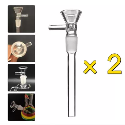 2Pcs 4 Inch Hookah Water Pipe Glass Bong Down Stem Downstem 14mm Male Bowl Piece • $9.99