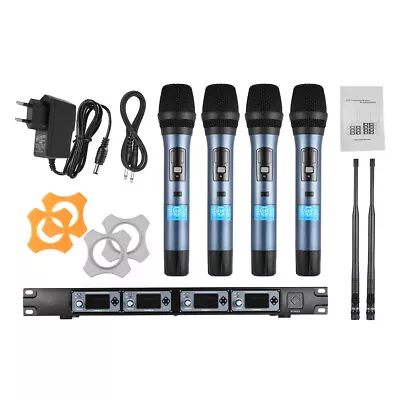 Pro 4 Channel UHF Wireless Handheld Microphone System For Karaoke Family Party • $246.99