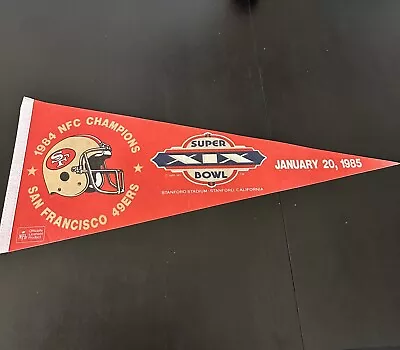 Vintage SF 49ers Super Bowl XIX Pennant @ Stanford 1985 Official Licensed NFL • $15