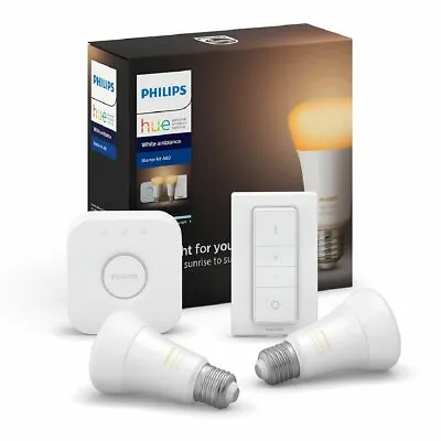 $198 • Buy NEW Philips Hue E27 White Ambiance Starter Kit With Bluetooth HUEWAE27KITBT