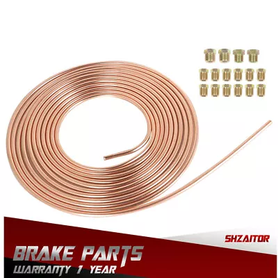 1/4  OD 25Ft Brake Line Tubing Kit Copper Coated W/ 16 Fittings 1PC • $16.70