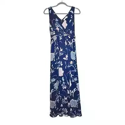 Motherhood Maternity Maxi Dress Sleeveless Size Small Blue Floral Lined • $20