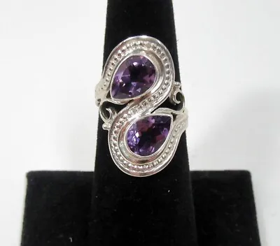 New Artisan Crafted Sterling Silver 2.00ct Amethyst Bypass Ring Sz 7 Qvc J265823 • £38.53