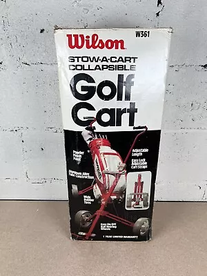 WILSON Red Golf Bag Holder/Caddy Push-Pull Cart Folding/Collapsible Vintage W361 • $159.99