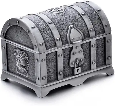 $17.99 • Buy Rectangle Vintage Metal Treasure Chest Trinket Jewelry Box Gift Box Ring Case Fo
