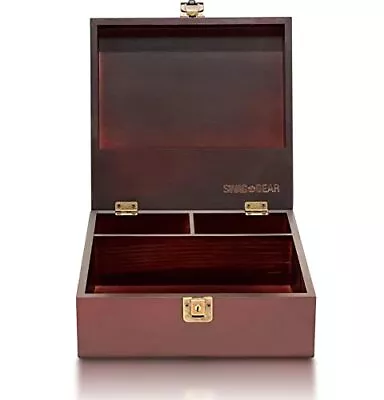 Wooden Storage Box With Compartments And Key Lock - Locking Keepsake Box For ... • $35.78