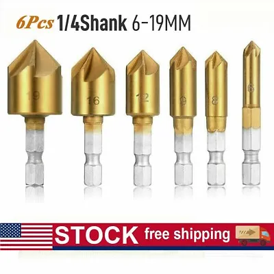 6Pcs Countersink Drill Bit Set 1/4'' Hex Shank HSS Woodworking Pilot Screw Holes • $8.75