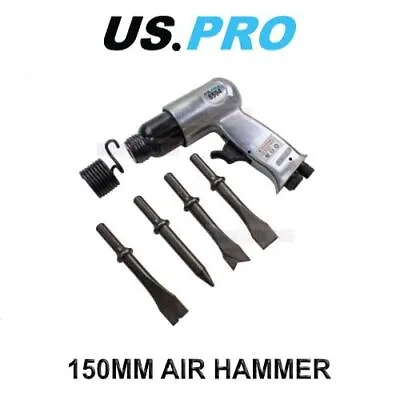 US PRO 150mm Air Hammer Chisel With 4 Chisels 8594 • £16.58