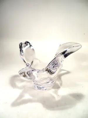 Bird Clear Art Glass Flying Bird Trinket Candy Dish Bowl Heavy • $22.90