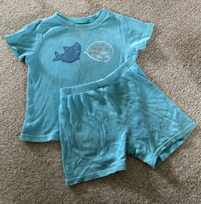 £0.99 • Buy Toddler Boy Girl 12-18 Months Matching Tshirt Shorts Outfit Blue Shark George