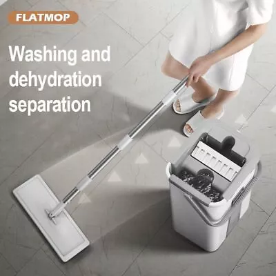 Mops Magic Floor Mop Squeeze Mop With Bucket Flat Bucket Rotating Mop Easy Mops • $4.56