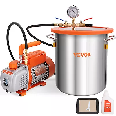 VEVOR 5 Gallon Vacuum Chamber And 3.5CFM Single Stage Pump Degassing Chamber Kit • $132.89