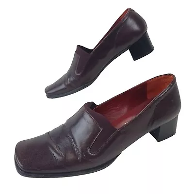 Jaime Mascaro Court Shoes Size Uk 4.5 (37 C) Brown Leather Made In Spain Heeled • £19.99