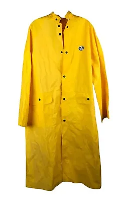 Dunlop Sitex Bata Size Lg Long Yellow Vinyl Rubber Raincoat Size L Snap-On Hood • $19.99