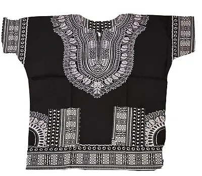 £12 • Buy Unisex Dashiki African Tribal Print Caftan Shirt Black, Large 