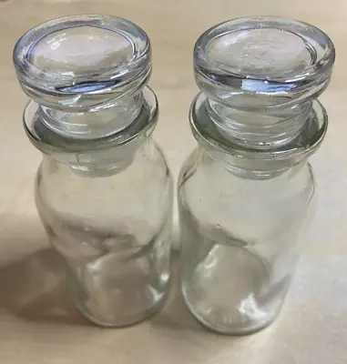 Vintage (2)  Medicine 4  Bottle With Lid Stopper Perfect To Keep Items  Fresh • $9.99