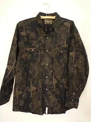 Cowboy Hardware Men's Size M Western Style Shirt Brown Black Longhorns Floral • $23.99
