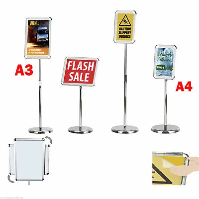 A4a3 Floor Standing Poster Display Easy Access Snap Frame Menu Restaurant Stand • £27.38