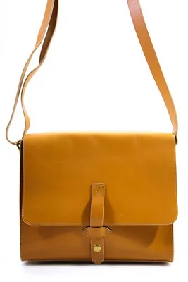 Beca By Joy Gryson Womens Leather Gold Tone Flap Shoulder Handbag Brown • $42.69