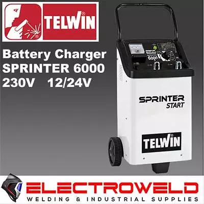 Telwin Battery Charger / Starter Sprinter 6000 On Wheels Vehicle Car 230v 12/24v • $962.26