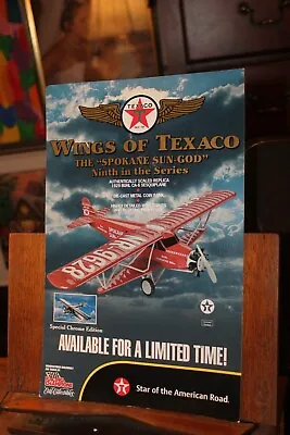 Vintage Wings Of Texaco Die Cast Advertising Poster 9x14 Spokane Sun God Dbl • $8