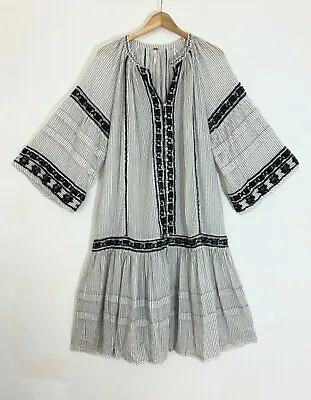 $73.87 • Buy Free People Vagabond Maxi Duster Dress Or Open Duster Style White Embellished XS