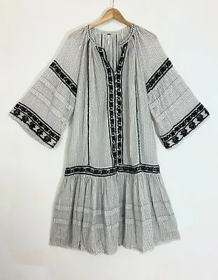 $73.87 • Buy Free People Vagabond Maxi Duster Dress Or Open Duster Style White Embellished XS