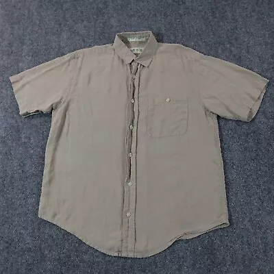 Orvis Shirt Mens M Tan Hemp Blend Short Sleeve Button Outdoor Collar 7999 • $24.95