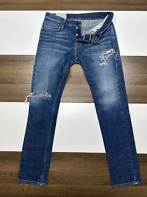 Vintage Hollister Mens Size 32x32 Blue Button Fly Skinny Jeans Denim Pants • $16.99