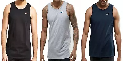 £11.99 • Buy Nike Swoosh Mens Black Grey Blue Vest Retro Sports Gym Sleeveless Athletic Tank