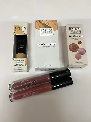 Laura Geller 5 Piece Concealer - Honey Foundation- Lip Gloss Make Up Set • £1275