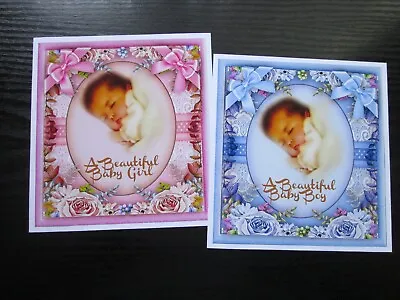 NEW === 2 X A BEAUTIFUL BABY Hand Made Card Making Toppers • £1.30